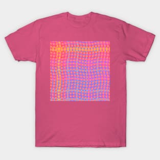 Wavy Plaid Rainbow on Pink T-Shirt